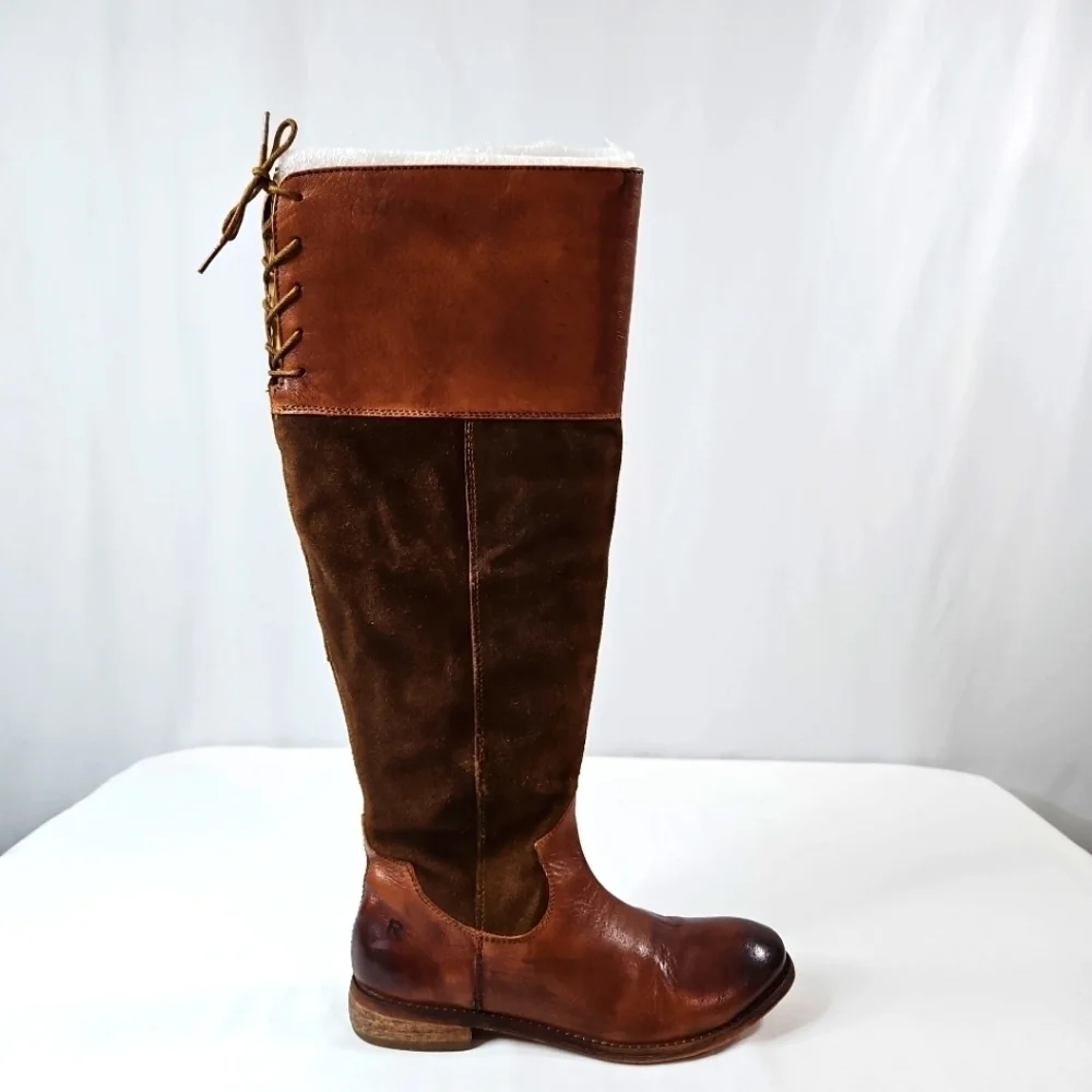 ROAN Brown Leather & Suede Cowgirl Boots Sz 6